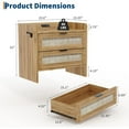 thumbnail image 2 of M optimized 2-Piece Rattan Nightstand with 2 Drawer, Modern Bedside Table with Charging Station, for Bedroom, Office, Living Room, 2 of 9