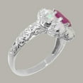 thumbnail image 3 of LBG British Made 14k White Gold Natural Ruby & Opal Womens Promise Ring - 33 size options - Size 4.5, 3 of 8