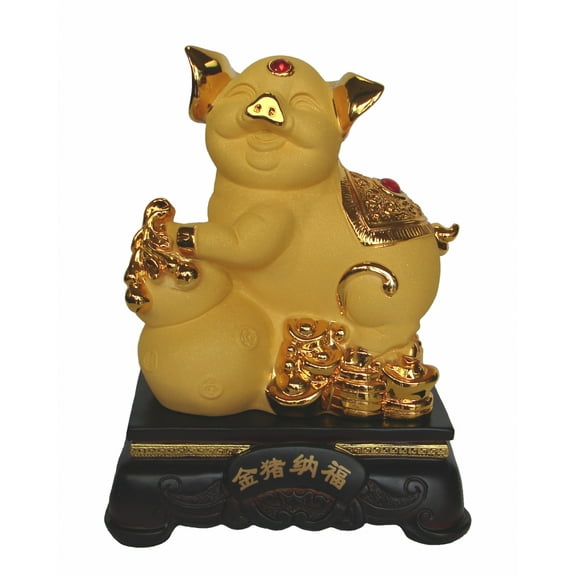 Golden Pig Statue w/ Wu Lou for Chinese Lunar Year of Pig