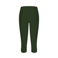 thumbnail image 5 of Capri Pants for Women High Waist Solid Color Slim Fit Stretchy Cropped Leggings Summer Pants with Side Pockets (S, Army Green), 5 of 6