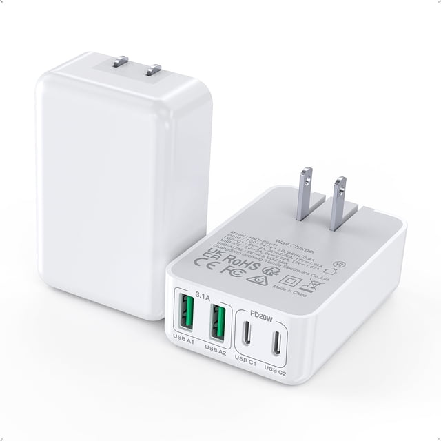 Cargador de pared USB C Qwinjwin, 40 W, 4 puertos, plegable, carga rápida