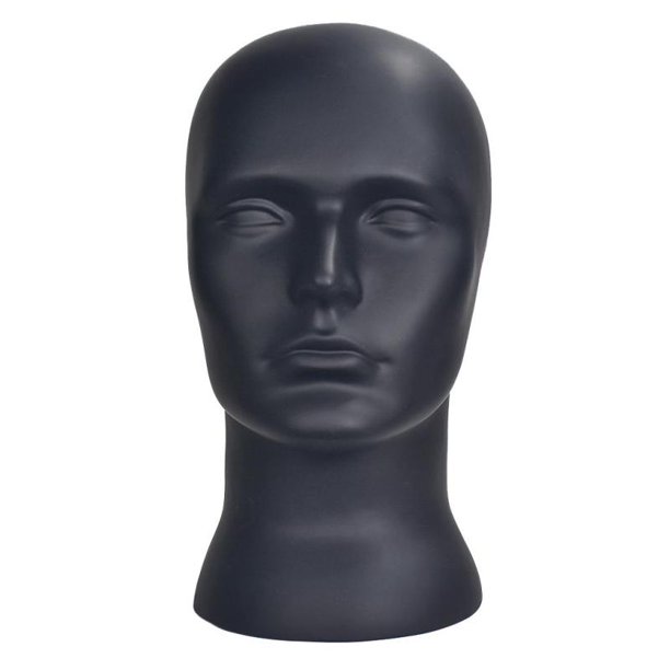 22inch Male Wig Toupee Mannequin PVC Hat Headpiece Matte Black