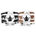 thumbnail image 1 of Leg Signe Refuser Art Déco Mode Bracelet Bracelet à Main en Cuir Corde Bracelet Double Ensemble, 1 of 3