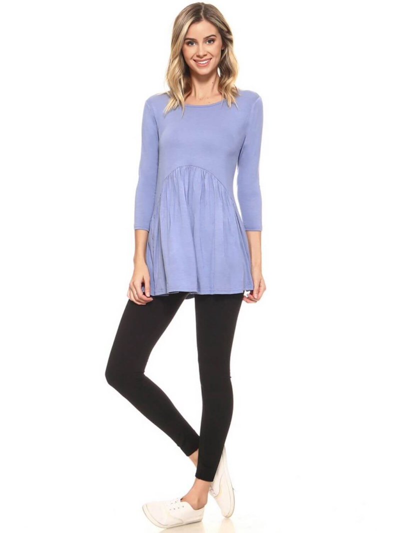 Women's Peplum Knit Top, SLATE BLUE, M - Walmart.com