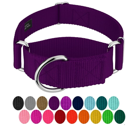 Country Brook Petz® 1 1/2 inch Purple Martingale Heavyduty Nylon Dog Collar, Large