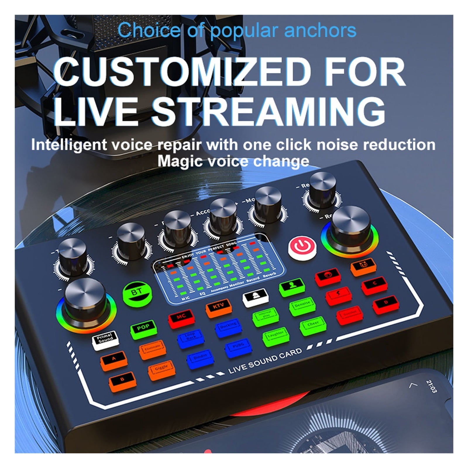 Podcast Equipment Bundle with Studio Microphone, Live Sound Card with DJ Mixer Effects
