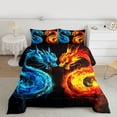 thumbnail image 2 of Feelyou Blue Orange Dragon Queen Comforter Set, Cartoon Animal Bedding Comforter Set, 3pcs, 2 of 8