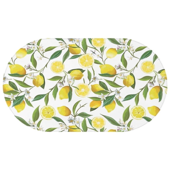 Oval Waterproof Tablecloth Yellow Lemon Reusable Indoor/Outdoor Durable Table Cover 60 Inch X 102 Inch