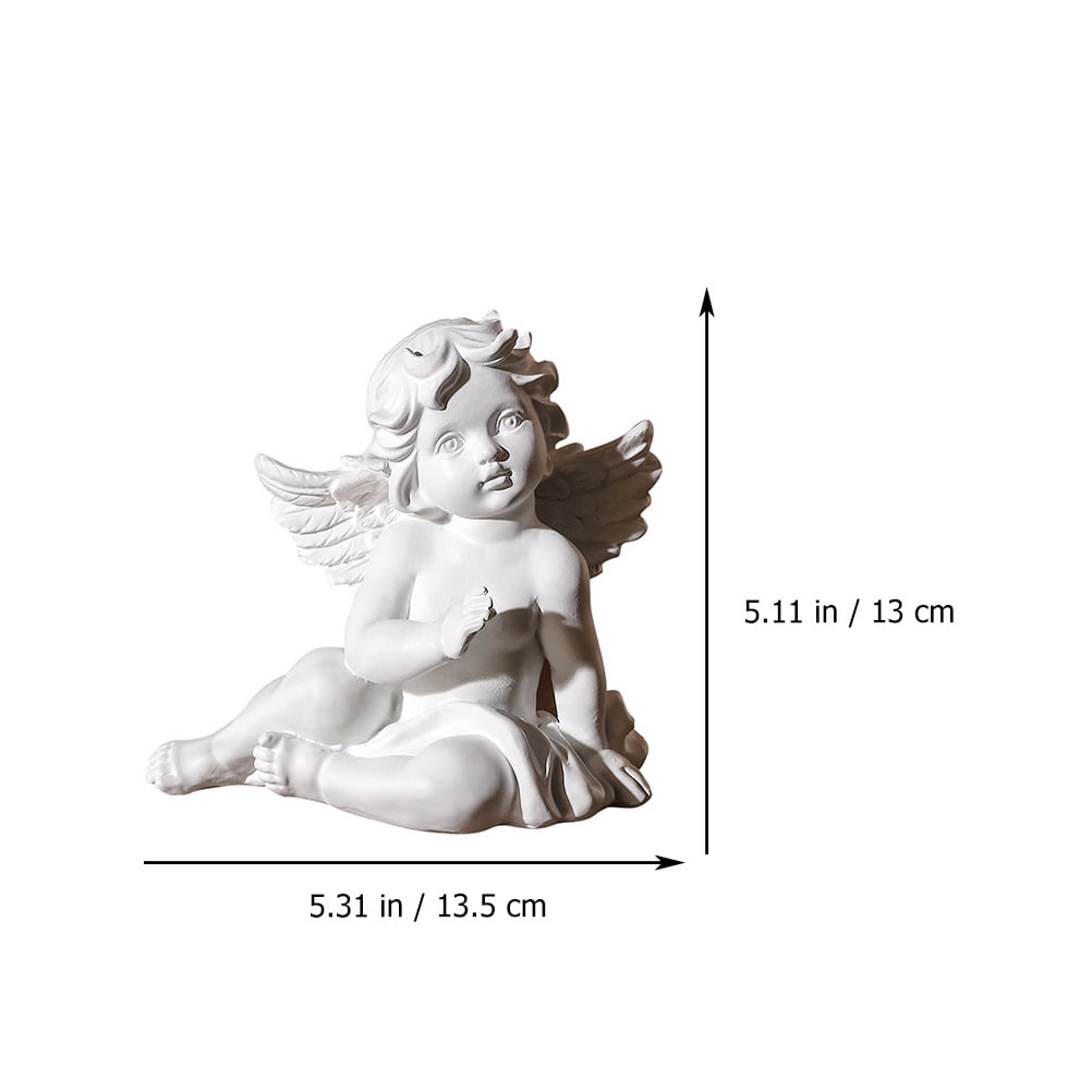 HEMOTON  2 Pcs Garden Cherub Statues Resin Angel Sculpture Home Decoration