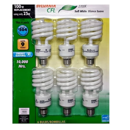 Sylvania CFL 2700K 100W Replacement Bulbs (Pack of 6, Model (Best Cfl Light Bulbs)