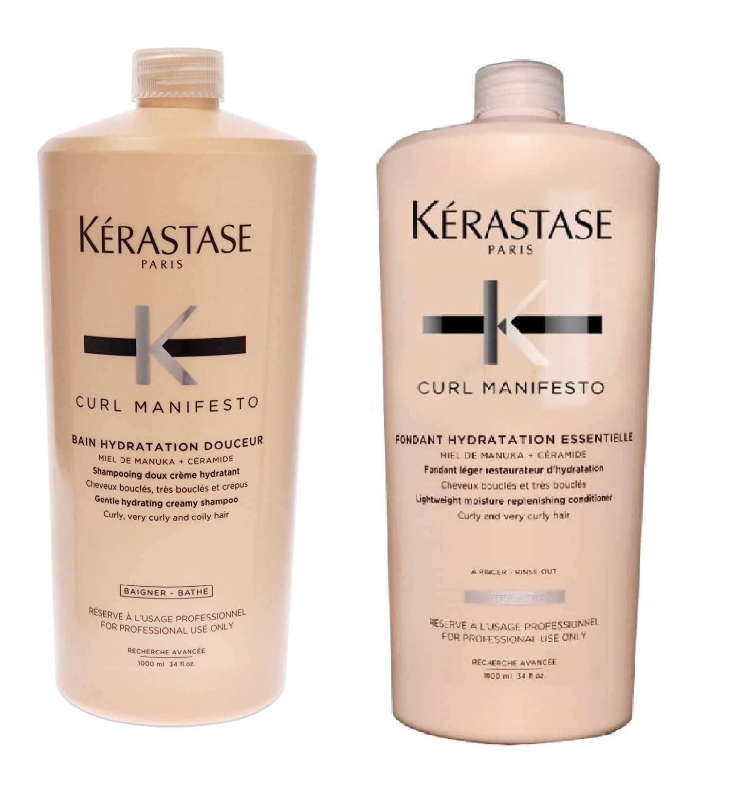 Kerastase Curl Manifesto Bain Hydratation Shampoo Fondant Hydratation  Conditioner - 34 oz 