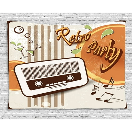 70s Party Decorations Tapestry Retro Party Theme Art Old Radio