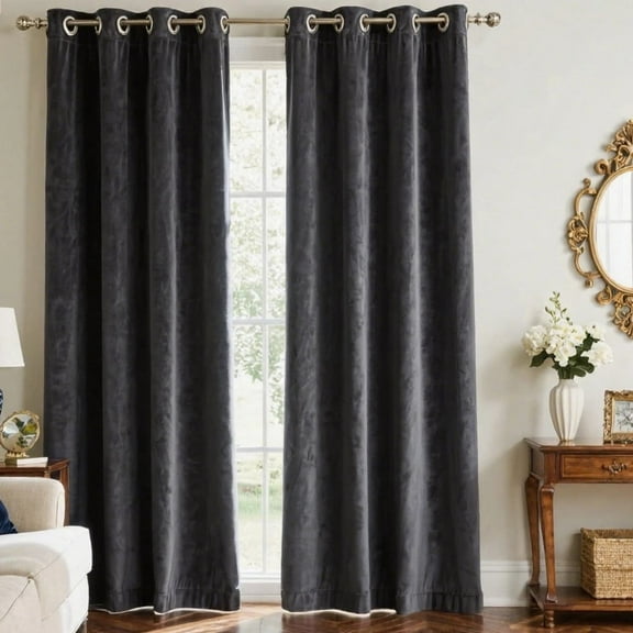 SMILETIME Velvet Curtains with Grommet, Thermal Insulated Super Soft Privacy Noise Reducing Light-Filtering Velvet Curtains for Living Room Bedroom, 2 Panels