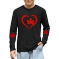 thumbnail image 6 of JUSLIO Girls Shirts Cotton Soft Breathable Long Sleeve Shirts,Red Heart Maple Leaf Print Unisex Boys Girls Black Shirts, 6 of 8
