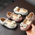 thumbnail image 4 of Baozhu Children Girls Leather Shoes Fashion Princess Style Pearl Bow Solid Design Flat Dance Shoe Spring Autumn Leather Shoes, 4 of 6