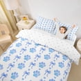 thumbnail image 3 of Homewish Kawaii Bowtie Dog Paw Bedding,Cartoon Animal Theme Duvet Cover Full,Blue,Reversible,3-Piece,1 Duvet Cover and 2 Pillowcases, 3 of 6