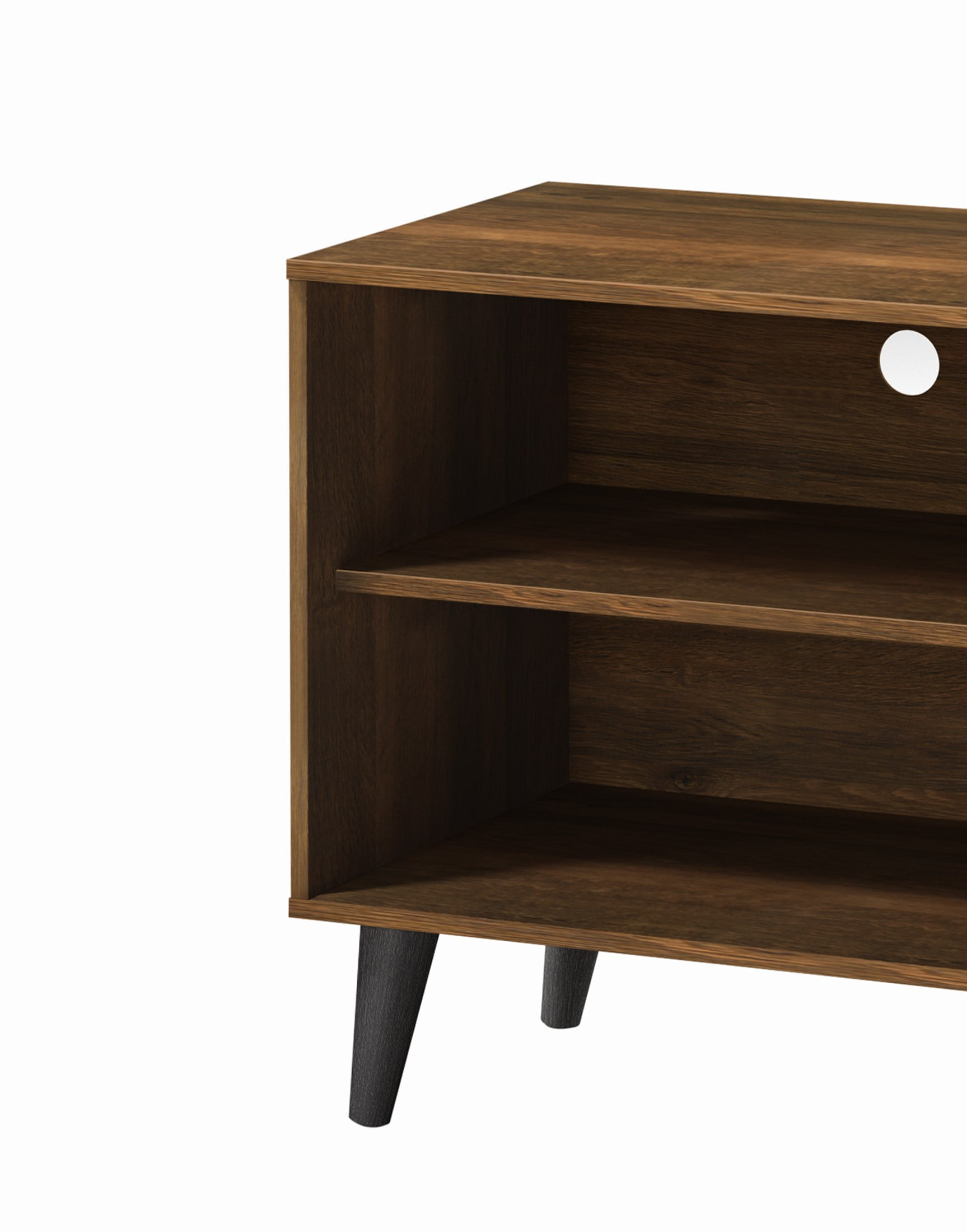 Mintazer 47.3" Mid-Century Modern TV Stand with Open Storage, Media Entertainment Centre with Cable Hole & 2 Door Cabinet, Brown
