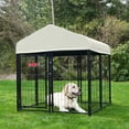 thumbnail image 4 of Lucky Dog STAY Series Studio Jr. 4x4x4.3 Foot Steel Frame Dog Kennel, Khaki, 4 of 10