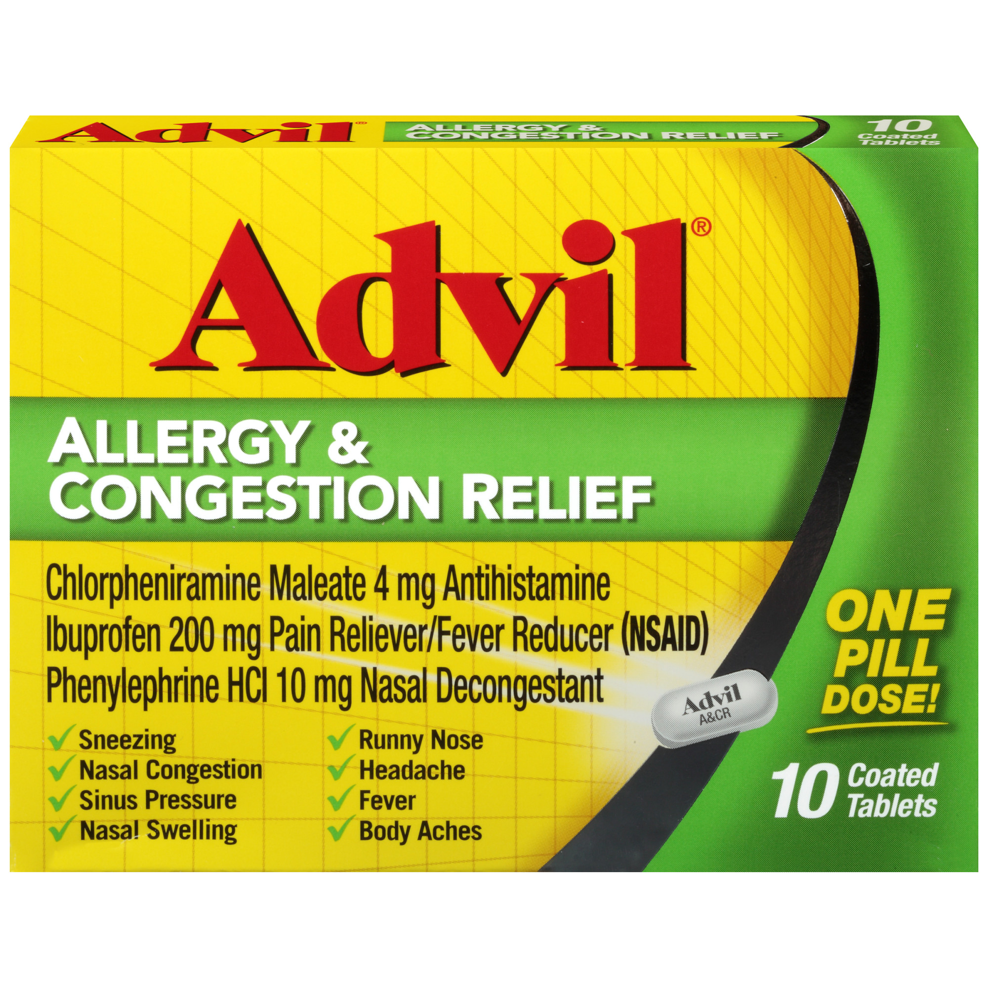 Advil Allergy And Congestion Medicine Pain And Fever Reducer Tablets 