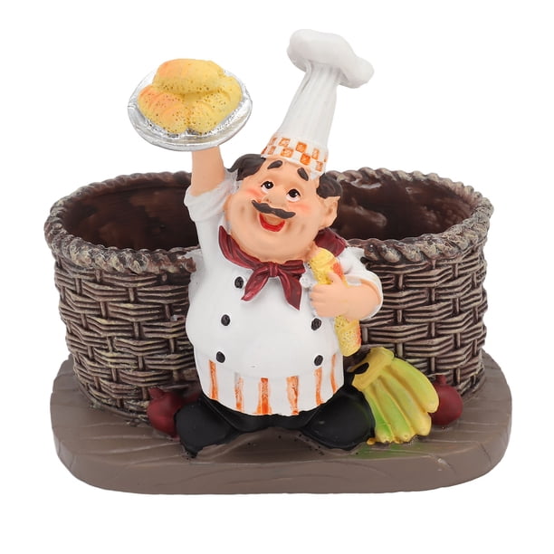 Soporte Para Estatura De Chef, Base Gruesa, Resina Sintética, Decoración De Chef, Resistente Al Desgaste, Con 2 Botellas De Salsa De Vidrio Para El Hogar
