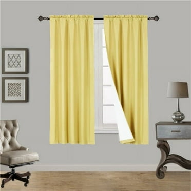 1 Yellow Single Panel Solid Foam Lined Blackout Window Curtain Panel Treatment Drape Rod Pocket Size 63" Long R64