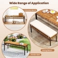 thumbnail image 6 of Costway 48” Wicker Patio Bench with Acacia Wood Seat Removable Padded Cushion for Garden, 6 of 9