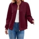thumbnail image 1 of Suéter Tipo Cárdigan con Cremallera para Mujer, Sudadera con Capucha, Chaqueta de Larga, Conjuntos de Cuello Redondo, Abrigo Informal. Vino Tinto M, 1 of 10