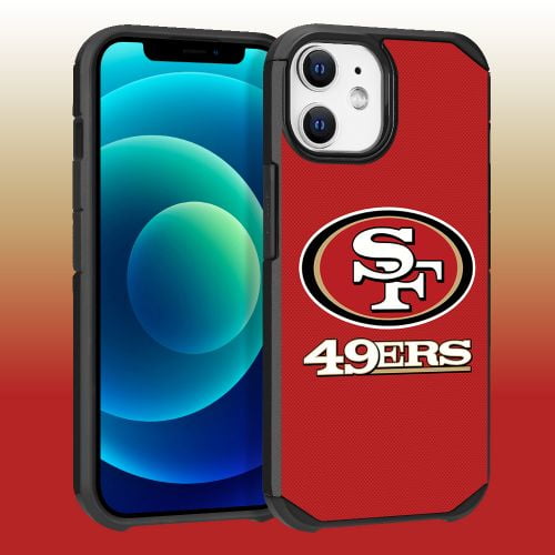 Apple iPhone 12 (6.1) - NFL Licensed San Francisco 49ers Team Logo on Red Textured Dual Layer Case