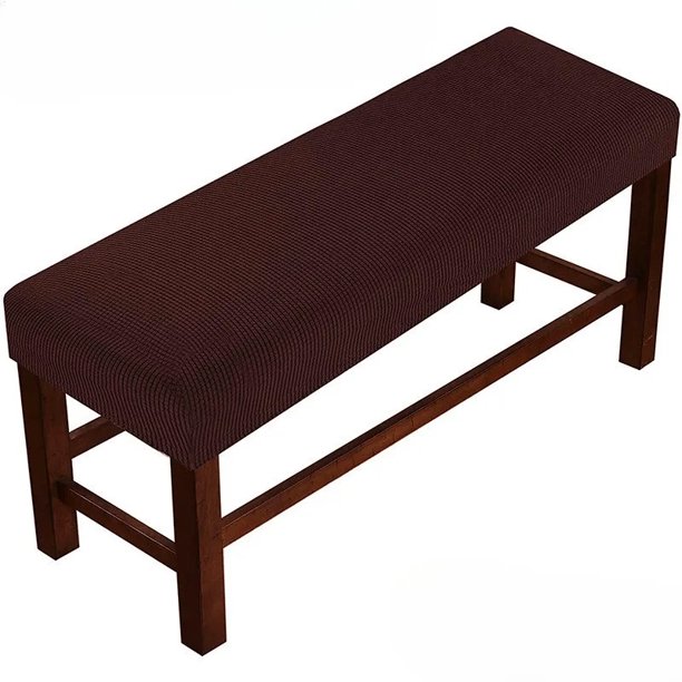 Nvzi 1 funda elástica para banco de color marrón oscuro - Funda elástica para banco de tamaño L, lavable y antideslizante, adecuada para bancos rectangulares en restaurantes y dormitorios.