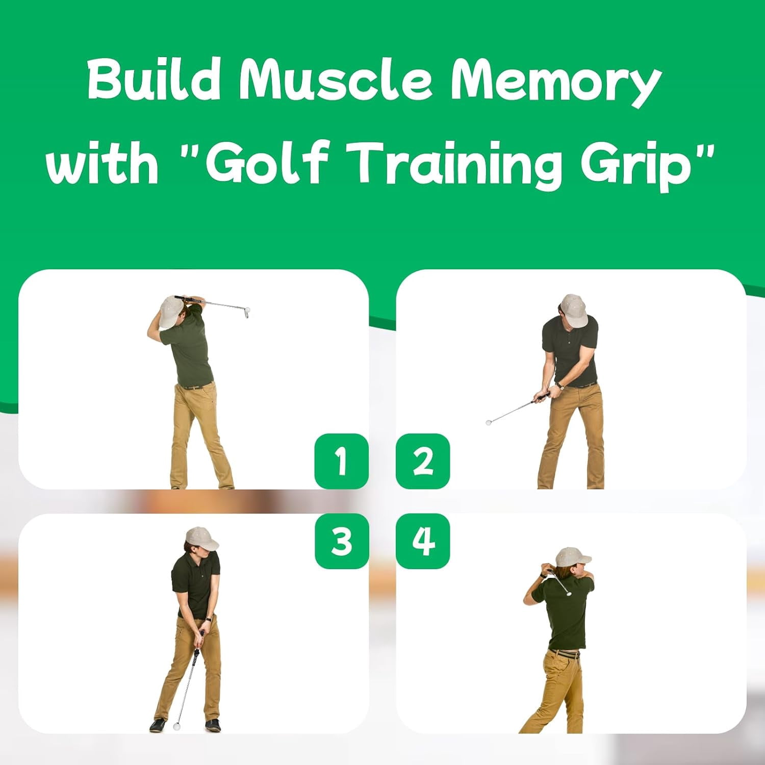 Golf Grip Trainer - Retractable Swing Training Rod with Ergonomic Golf Training Grip for Beginners & Brofessional