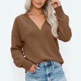 thumbnail image 5 of Sweater for Women V-Neck Scalloped Trim Pullover Top Long Sleeve Relaxed Fit Casual Fall Pullover, 5 of 6