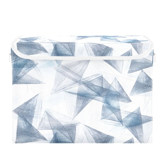 Storage Box With Lid 16.5x12.6x11.8In Foldable Stacked Household Storage Box Cartoon Triangle Pattern