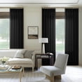 thumbnail image 1 of Black Linen Semi Sheer Curtains 96 Inches Long for Living Room Bedroom Light Filtering Black Textured Burlap Pinch Pleated Curtains 96 Length Hooks Rings Back Tab for Sliding Glass Door 1 Panel 50x96, 1 of 9