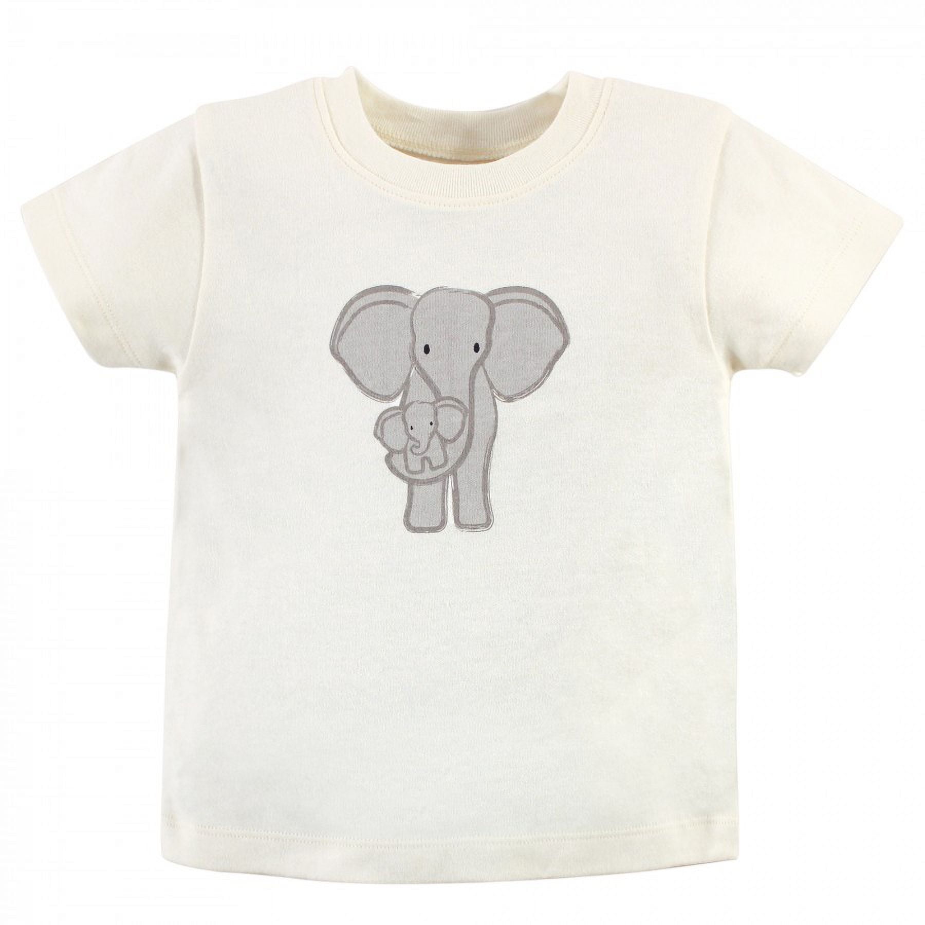 Touched by Nature Baby and Toddler Unisex Organic Cotton Hoodie, Bodysuit or Tee Top, and Pant, Stripe Elephant Toddler, 4 Toddler