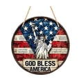 thumbnail image 2 of America Wooden Hanging Sign Patriotic Round Wall Decor For Home And Porch, 2 of 6