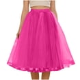 thumbnail image 2 of Hduncf Elegant Layered Tulle Skirt for Women Trendy Solid Color Summer Elastic High Waisted Puffy Midi Daily Party Skirts Pink Free Size, 2 of 7