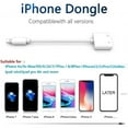 thumbnail image 2 of iPhone Lightning to 2 Lightning Adapter, Dual Lightning AUX + Charger Adapter Dongle Cable Splitter Compatible with iPhone 14/13/12/11/SE/X/XR/XS/8/7/6 Support Call + Charging, 2 of 4