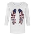 thumbnail image 4 of Itsame 4th of July Shirts Women Independence Day Short T-Shirt Sleeve American Flags Printed Short Sleeve Top, Round Neck Multicolor, 4 of 5