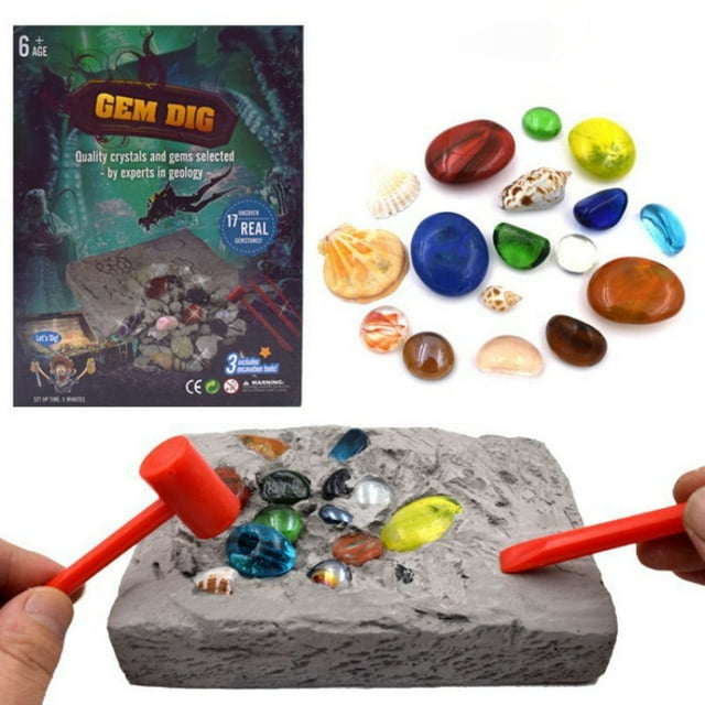 Kit de excavación de rocas para niños, juguete de minería, fósiles científicos educativos, juguetes de excavación arqueológica con herramienta de excavación.