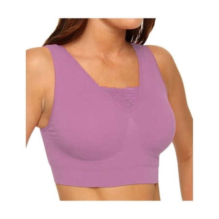 rhonda shear women's ahh dainty lacey seamless medium purple padded bra