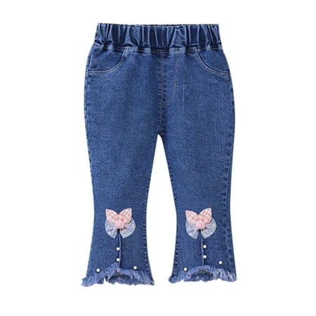 

Baby Girl Denim Jeans Toddler Kid Pants Jeans Soft Elastic Waist Denim Pants Youth Softball Pants Rainbow Leggings for Girls Baby Girl Leggings Toddlers Gymnastics Clothes Sweatpants Boy Pant Sweat