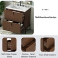 thumbnail image 7 of 30" Fluted Design Modern Freestanding Vanity Cabinet, Modern Bathroom Cabinet with Soft Close Drawers, Freestanding Vanity with Ceramic Sink for Bathroom, Dark Brown, 7 of 7