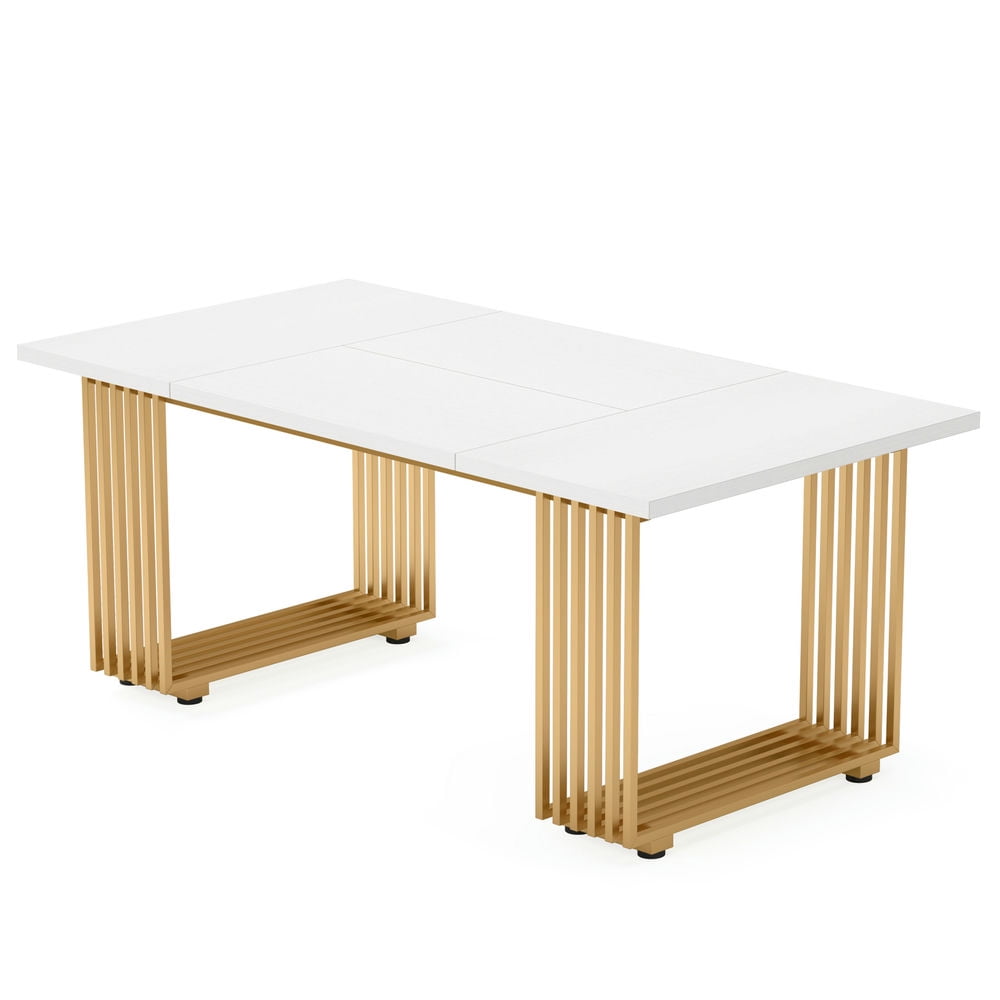 YYAo Gaming Desk, Computer Desk,70.9" Executive Desk, Modern Office Computer Desk Conference Table,White & Gold