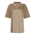thumbnail image 5 of Dwellite Women's Polo Shirts Cotton Short Sleeve Shirt Buttons Collared Shirts Summer Casual Golf Tops 2026 Light Brown M, 5 of 5