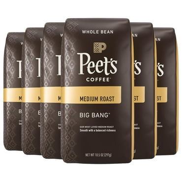 Pack of 2 - Peets Coffee, Medium Roast Whole Bean Coffee - Big Bang 63 Ounces (6 Bags Of 10.5 Ounces)