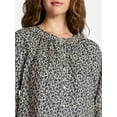 thumbnail image 5 of Time and Tru Women's Cotton Button Front Blouse with ¾ Length Sleeves, Sizes XS-XXXL, 5 of 6