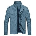 thumbnail image 3 of BXINGOHAI Men Jacket Lightweight zip up Jackets solid long sleeve Jackets fashion spring fall outdoor jackets Sky Blue,XXL, 3 of 4