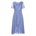 thumbnail image 4 of LNGOOR Robes d'Invitée de Mariage pour Femmes Automne Manches Mi-Longues en Maille Dentelle Robe de Soirée Formelle Ligne A Évasée Cocktail Midi Robes, 4 of 6