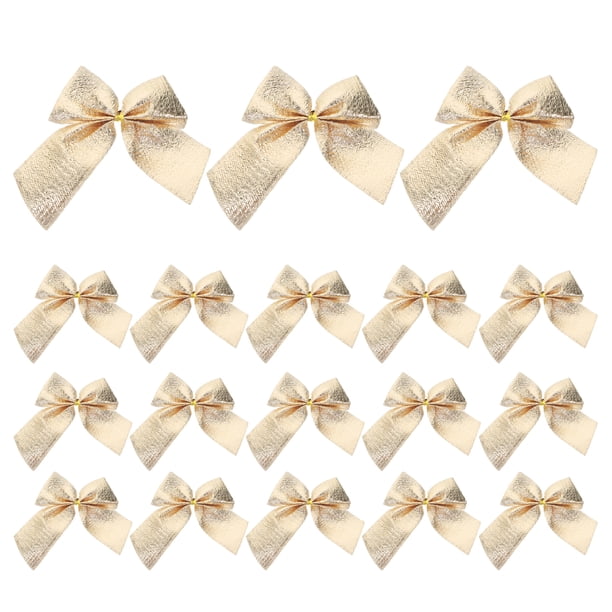24 Uds. De cintas para decoración navideña, lazos para árbol, lazos para festivales, fiestas, jardín, broche decorativo, Pin decorativo (dorado)