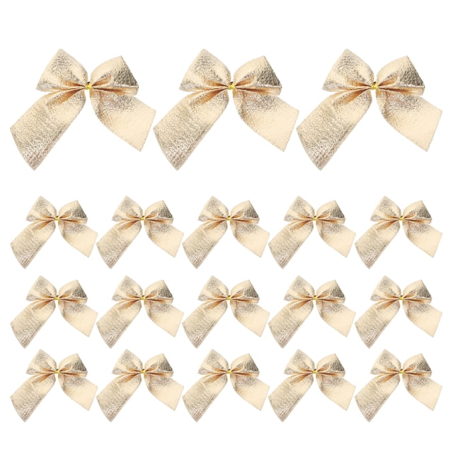 24 Uds. De cintas para decoración navideña, lazos para árbol, lazos para festivales, fiestas, jardín, broche decorativo, Pin decorativo (dorado)